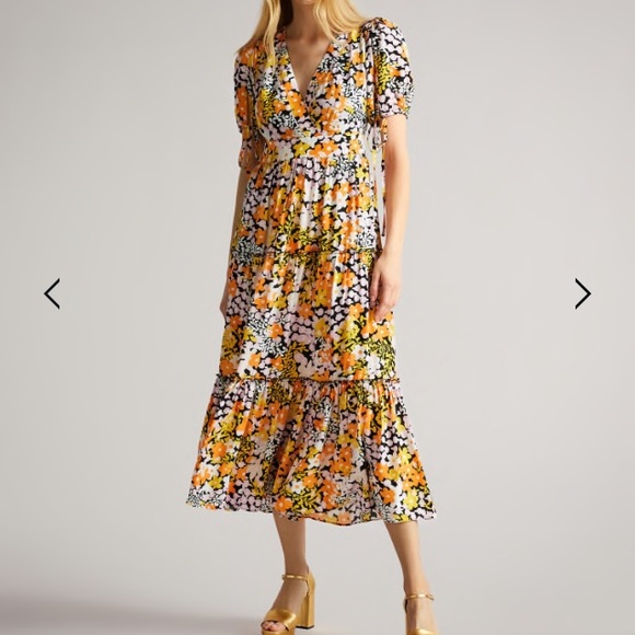 TED BAKER Printed Tiered Midi Dress - Picture 2 of 10